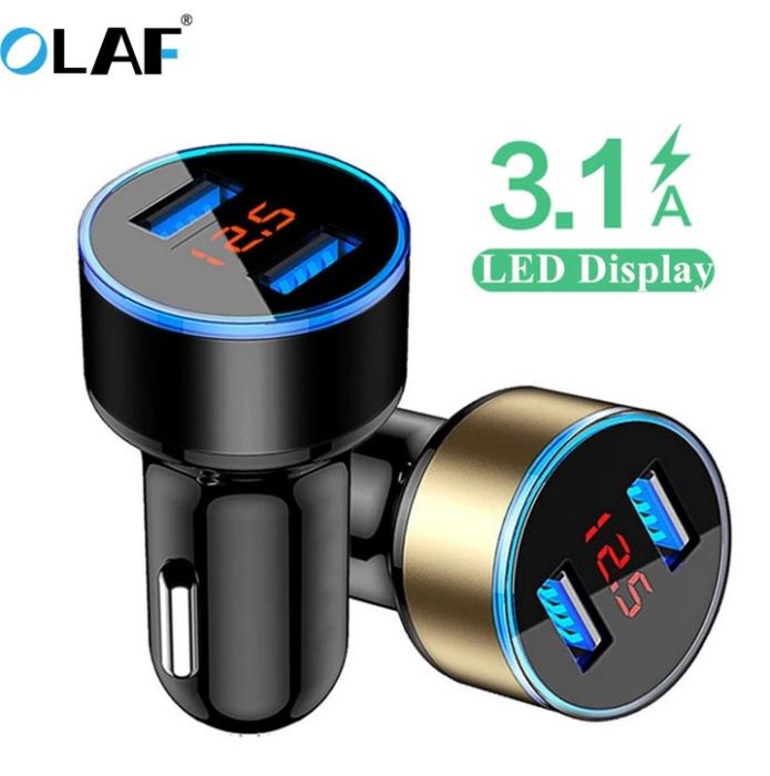 Olaf Ładowarka samochodowa 3.1 Fast Charger LED (12-24V) (5V 3.1A) 2xUSB [A0022]