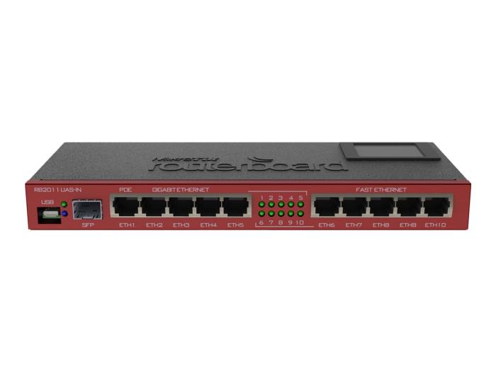Mikrotik Router 5x RJ45 100Mb/s 5x RJ45 1000Mb/s 1x SFP 1x USB LCD [RB2011UIAS-IN]