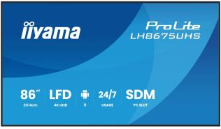 (86) 85.6 Iiyama ProLite LH8675UHS-B2AG (IPS, 3840x2160, 500, 8ms, 60Hz) (3 x HDMI 2.0 / 1 x DisplayPort 1.2) głośniki