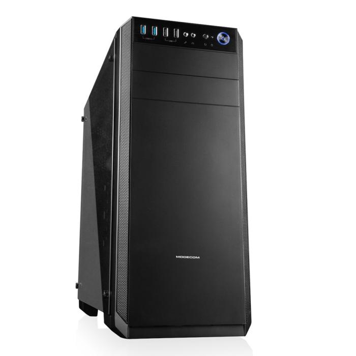 Modecom Oberon Glass Pro Black (szyba boczna ze szkła hartowanego) (bez zasilacza) (szkło hartowane) (2xUSB 2.0, 2xUSB 3.2 Gen1) (3x2.5, 2x3.5)