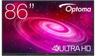 (86) Optoma 1861RK (monitor interaktywny) (LED dotykowy, 3840x2160, 350, 8ms) (3xHDMI 2.0, 1xDP, 1xVGA, 1xS/PDIF, 4xUSB-A 3.0, 1xUSB-A 2.0, 1xLAN, 1xHDMI-Out 2.0, 2xUSB-B, 1xAudio in/out, 1xRS232, 1xmicroSD) głośniki(2x20W) czarny