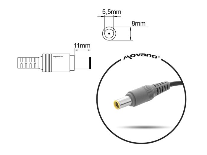 Movano zasilacz do laptopa LENOVO 20V / 8.5A / 170W z wtyczką 7.7/8.0x5.5 [LEN2085]