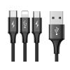 Baseus 3w1 kabel ładowania i transmisji (3A) USB micro, Lightning, USB-C (M) / USB (M) (1.2 m) (czarny) [CAMLT-SU01]