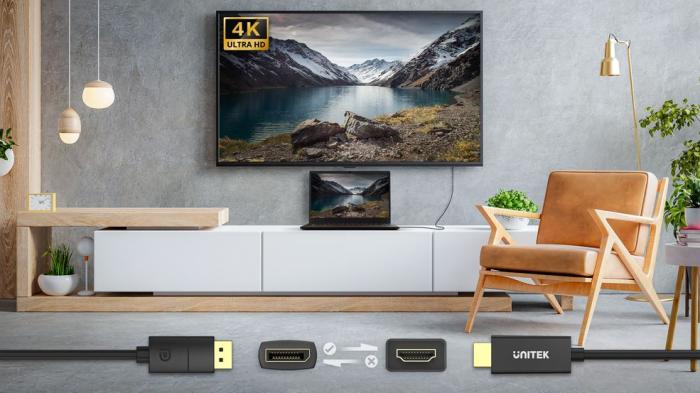 Unitek Kabel DisplayPort M 1.2 / HDMI 2.0 4K@60Hz (miedziane żyły) (1.8m) [V1608A]