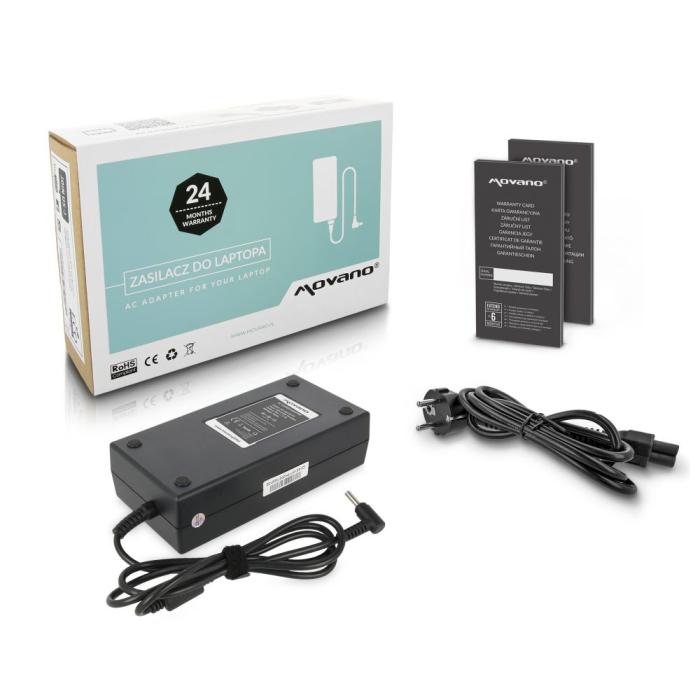 Movano zasilacz do laptopa ASUS UX550, UX580, N500JK, 19V / 7.7A / 150W z wtyczką 4.5x3.0mm + PIN [AS1977P]
