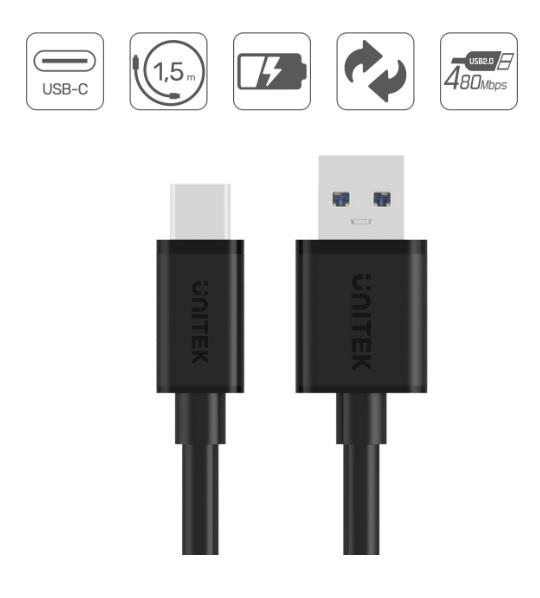 Unitek Kabel ładowania i transmisji USB-C Type-C (M) / USB 2.0 (M) (1.5 m) [C14067BK]