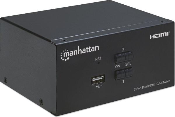 Przełącznik Manhattan KVM 2/1 HDMI, USB, 4K 30Hz [153522]