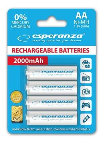Esperanza akumulatory AA 2000 mAh Ni-MH (4 szt.) (biały) [EZA104W]