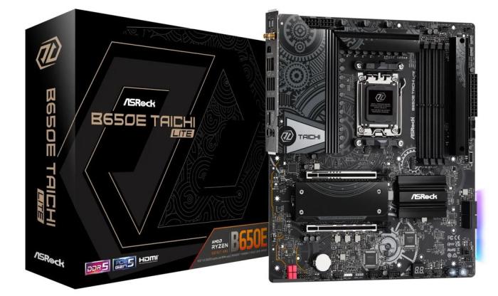 Asrock B650E TAICHI LITE (AMD B650E) [AM5, 4xDDR5 do 7600MHz, (HDMI 2.1) (4xM.2, 1xPCIe 5.0 x16, 1xPCIe 4.0 x16 (x4)), WiFi 6E, BT 5.3, ATX]