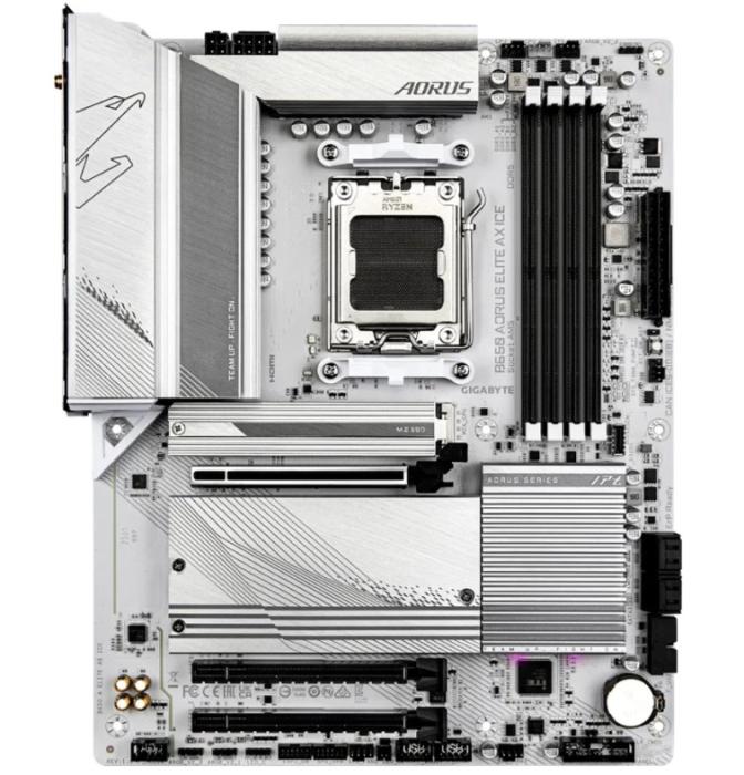 Gigabyte B650 AORUS ELITE AX ICE (AMD B650) [AM5, 4xDDR5 do 8000MHz, (HDMI 2.1, DP 1.4) (3xM.2, 1xPCIe 4.0 x16, 2xPCIe 3.0 x16 (x1) WiFi 6E, BT 5.3, ATX]