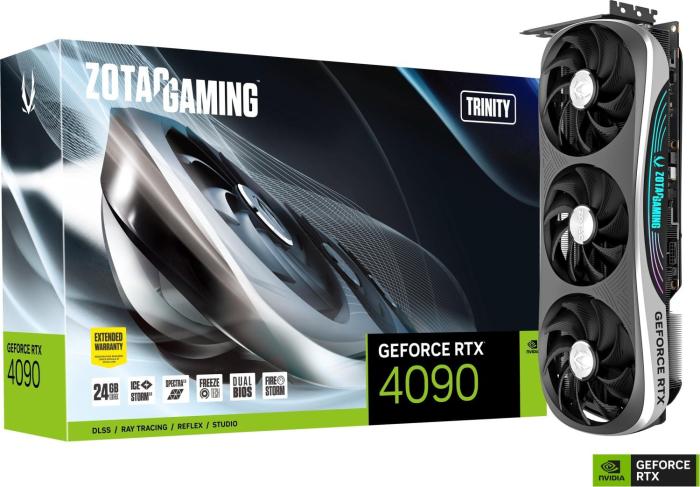 GeForce PCI-E RTX4090 Zotac 24GB GDDR6X Trinity [ZT-D40900D-10P] (1xHDMI 2.1, 3xDP 1.4a) (384-bit, PCI-E 4.0)