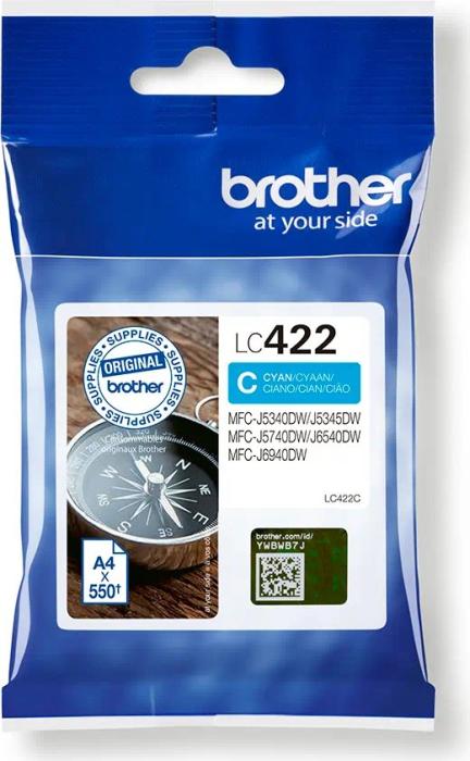 LC422C - cyan, oryginalny wkład z atramentem Brother, 550 stron (Brother MFC-J5340DW, MFC-J5740DW, MFC-6540DW, MFC-J6940DW)