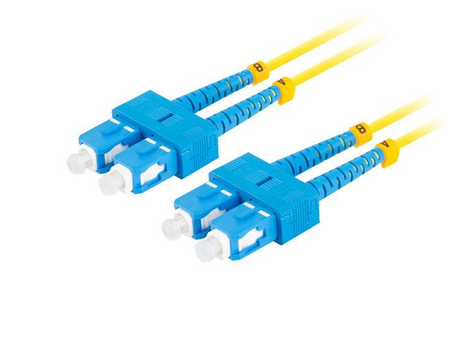 Lanberg patchcord światłowód SM SC/UPC-SC/UPC DUPLEX 3mm LSZH G657A1 żółty (10m) [FO-SUSU-SD11-0100-YE]
