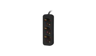 Lanberg PS0 Schuko (1.5m) czarny (3 gniazda bez wyłącznika) [PS0-03F-0150-BK]