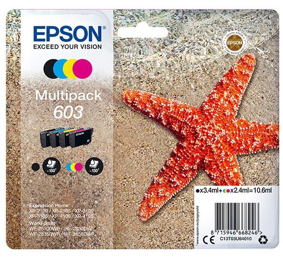 C13T03U64010 (603 Multipack) - czarny, cyan, magenta, yellow, oryginalny wkład z atramentem Epson, 3,4 ml, 150 stron