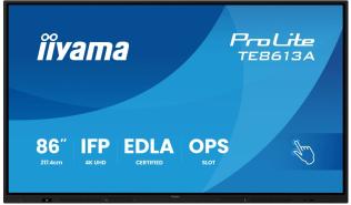 (86) 85.6 Iiyama ProLite TE8613A-B1AG (IPS, 3840x2160, 450, 8ms, 60Hz) (2 x HDMI 2.0 / 1 x DisplayPort 1.2) głośniki