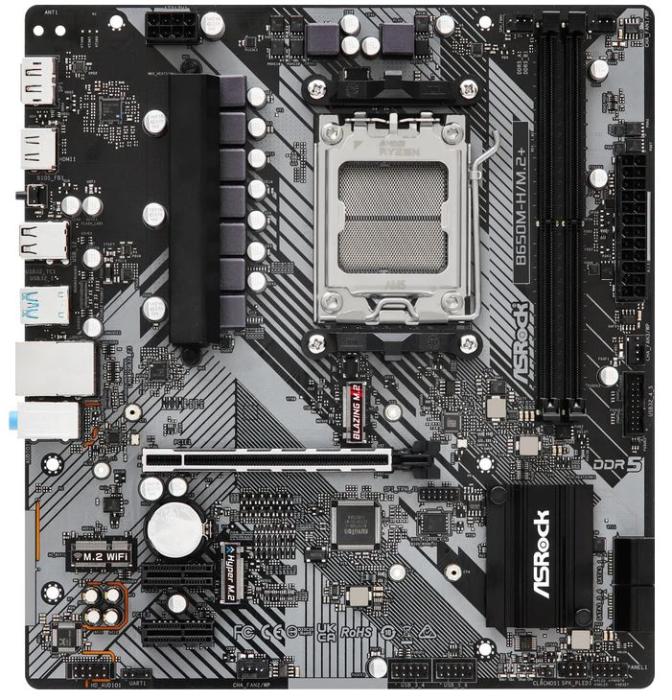 Asrock B650M-H/M.2+ (AMD B650) [AM5, 2xDDR5 do 6400MHz, (HDMI 2.1, DP 1.4) (2xM.2, 1xPCIe 4.0 x16, 2xPCIe 4.0 x1), micro ATX]