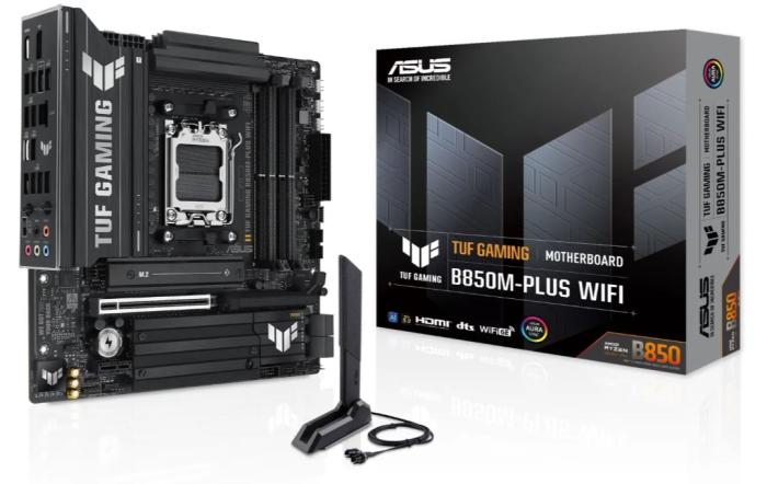 Asus TUF GAMING B850M-PLUS WIFI (AMD B850) [AM5, 4xDDR5 do 8000MHz, (HDMI 2.1, DP 1.4a) (3xM.2, 1xPCIe 5.0 x16, 1xPCIe 4.0 x1, WiFi 6E, BT 5.3, micro ATX]