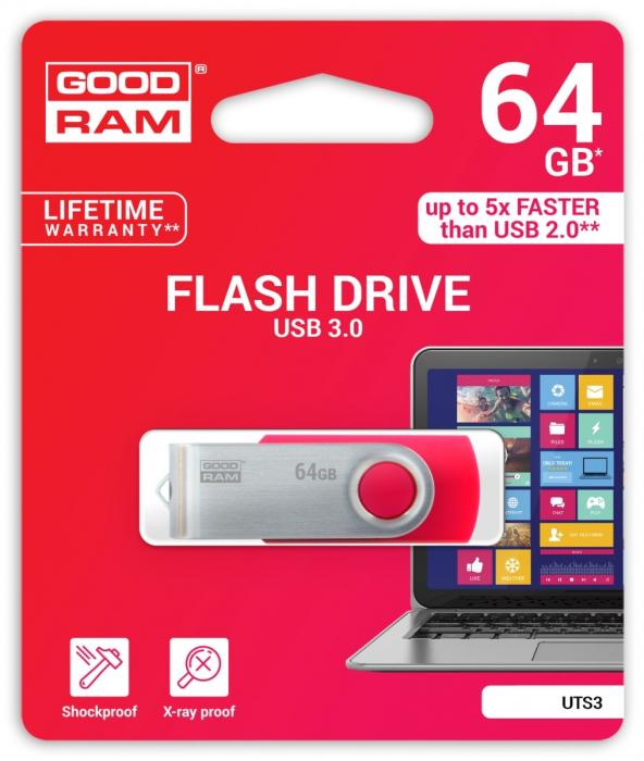 GoodDrive Twister 64GB USB 3.0 (czerwony) [UTS3-0640R0R11]