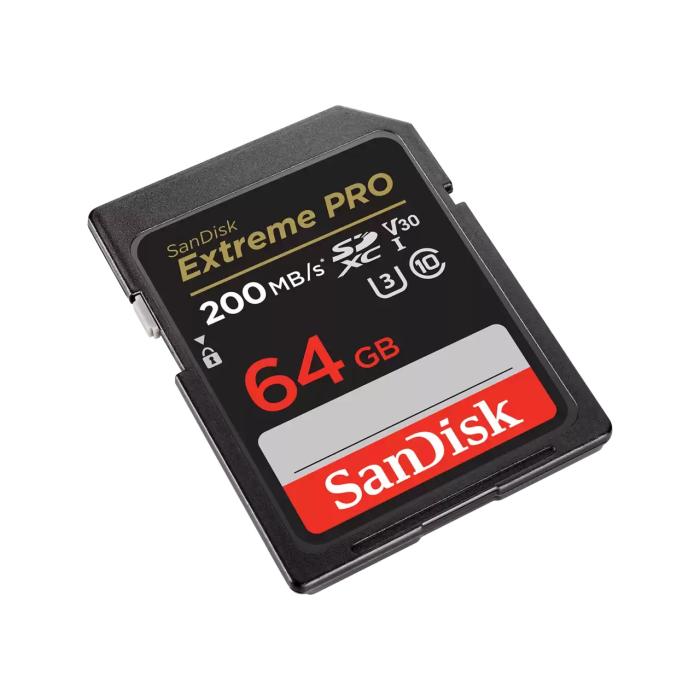 Secure Digital 64GB Sandisk SDXC Extreme Pro V30 UHS-I U3 (200/90MB/s) [SDSDXXU-064G-GN4IN]