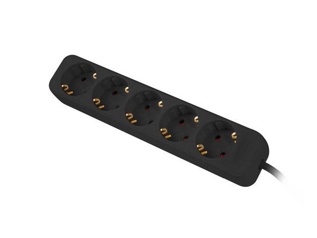 Lanberg PS0 Schuko (1.5m) czarny (5 gniazd bez wyłącznika) [PS0-05F-0150-BK]
