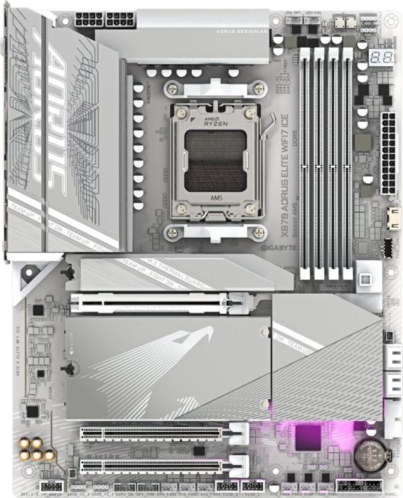 Gigabyte X870 AORUS ELITE WIFI7 ICE (AMD X870) [AM5, 4xDDR5 do 8200MHz, (HDMI 2.1) (4xM.2, 1xPCIe 5.0 x16, 1xPCIe 4.0 x16 (x4), 1xPCIe 3.0 x16 (x2)), WiFi 7, BT 5.4, ATX]