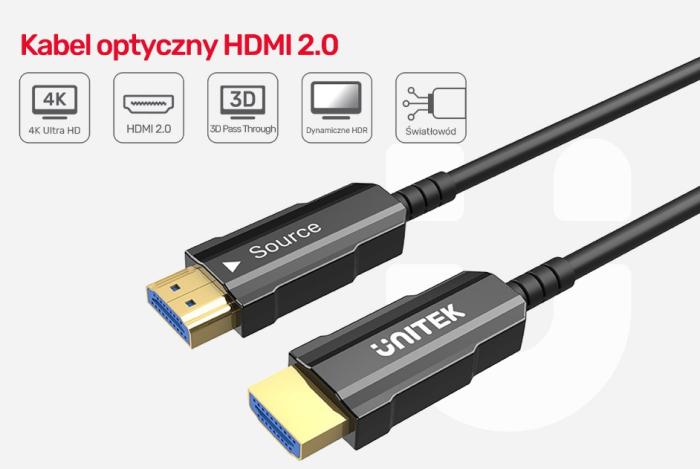 Unitek Kabel optyczny HDMI 2.0 AOC 4K 60Hz (20m) [C11072BK-20M]