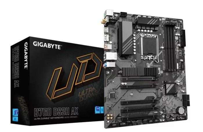 Gigabyte B760 DS3H AX (Intel B760) [S1700, 4xDDR5 do 7600MHz, (HDMI 2.1, DP 1.2) (2xM.2, 1xPCIe 4.0 x16, 4xPCIe 3.0 x16 (x1)), WIFI 6E, BT 5.3, ATX]