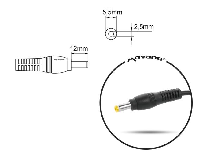 Movano zasilacz do laptopa ASUS, COMPAQ, HP, TOSHIBA 19V / 3.95A / 75W z wtyczką 5.5x2.5mm [LIT19395]