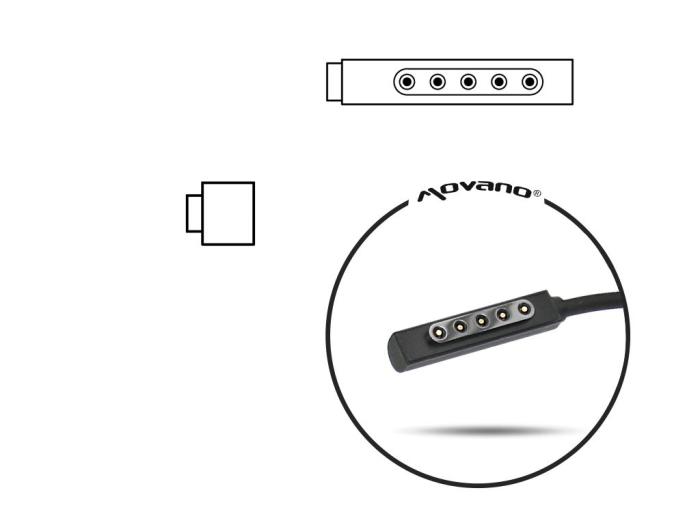 Wtyk z kablem do notebooków Microsoft Surface Pro 2, wtyk: 5-pinów (150 cm) [DC-T/MI1236]