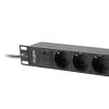 Lanber Rack 1U PDU Schuko (2.0m) czarny (3 gniazda) [PDU-03F-0200-BK]