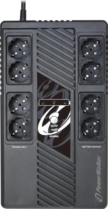 UPS POWERWALKER LINE-INTERACTIVE 800VA MS 8X SCHUKO, RJ45 IN/OUT, USB HID, USB ŁADOWARKA [VI 800 MS]