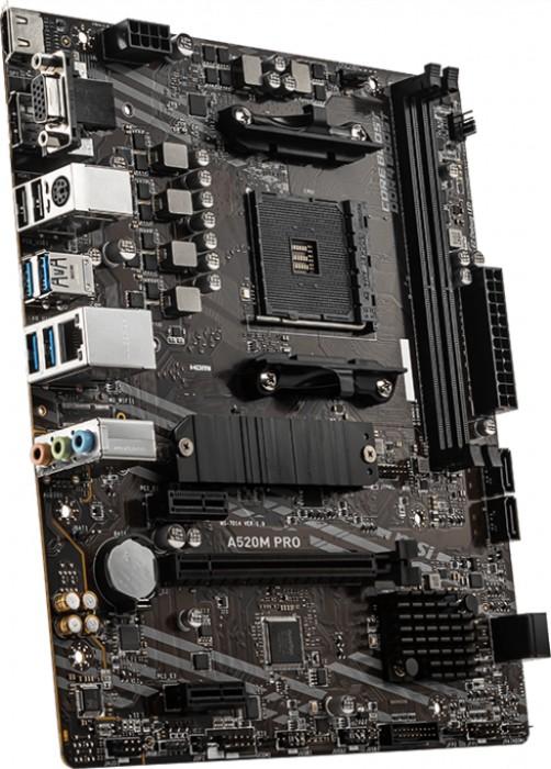 MSI A520M PRO (AMD A520) [AM4, 2xDDR4 do 4600MHz, (VGA, HDMI 2.1, DP 1.4) (1xM.2, 1xPCIe 3.0 x16, 2xPCIe 3.0 x1), micro ATX]