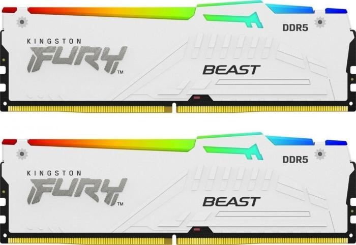DDR5 64GB (2x32GB) 6000 MHz Kingston Fury Beast White RGB EXPO CL30 30-36-36 1.4V [KF560C30BWEAK2-64]