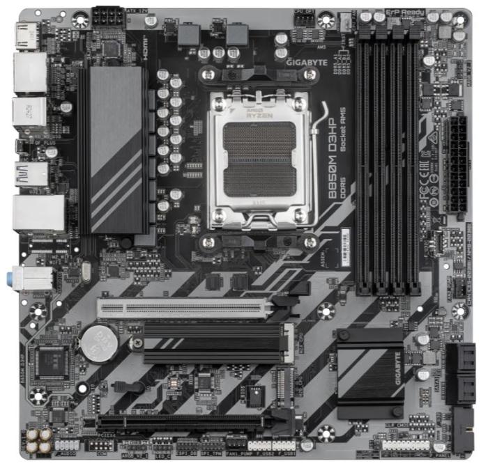 Gigabyte B850M D3HP (AMD B850) [AM5, 4xDDR5 do 8200MHz, (HDMI 2.1, 2xDP 1.4) (2xM.2, 1xPCIe 4.0 x16, 1xPCIe 3.0 x16 (x4), micro ATX]