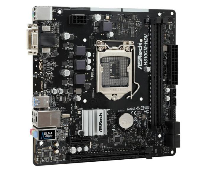 Asrock H310CM-DVS (Intel H310) [S1151, 2xDDR4 do 2666MHz, (VGA, DVI) (1xPCIe 3.0 x16, 1xPCIe 2.0 x1), micro ATX]