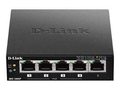 D-Link Metal Housing Desktop Switch 10/100 Mbit/s 5-port PoE [DES-1005P/E]