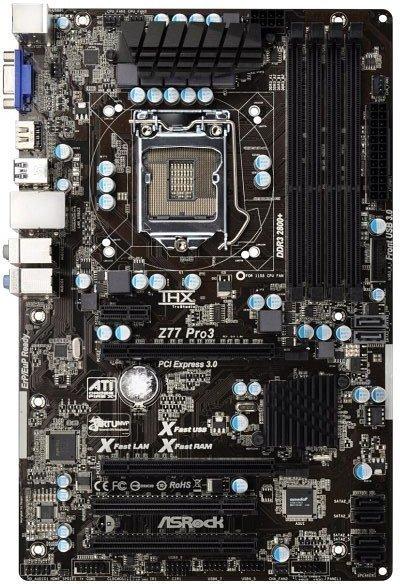 Asrock Z77 Pro3 (Intel Z77) [S1155, 4xDDR3, 1xPCI-E 3.0, Intel HD (D-sub, HDMI), Crossfire, SATA III, USB 3.0, ATX]