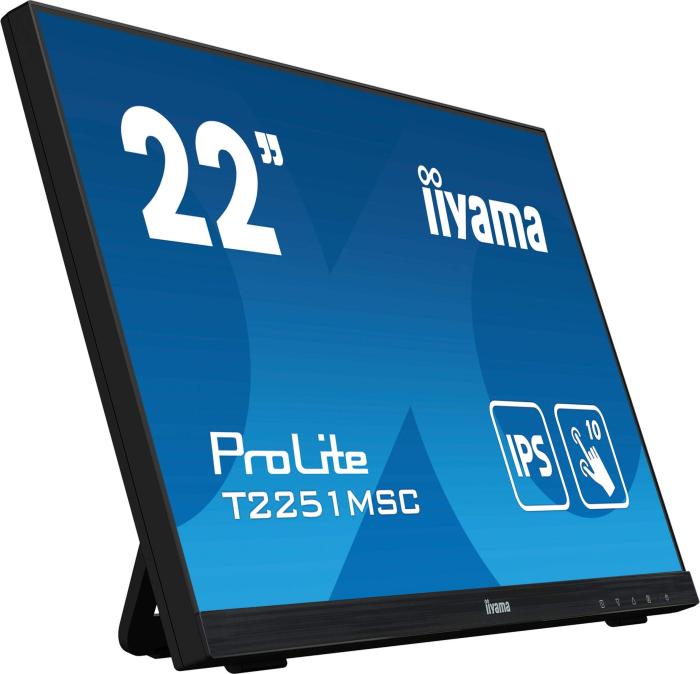 22’’ Iiyama T2251MSC-B1 (IPS dotykowy, 1920x1080, 250, 5 000 000:1, 7ms, 60Hz) (VGA, HDMI, DP, USB 2.0) (VESA) głośniki, czarny