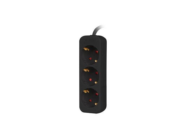 Lanberg PS0 Schuko (1.5m) czarny (3 gniazda bez wyłącznika) [PS0-03F-0150-BK]