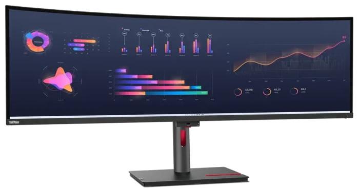49’’ Lenovo ThinkVision P49w-30 (IPS zakrzywiony, 5120x1440, 350, 4ms, 100%sRGB, 60Hz) (2xHDMI 2.1, 1xDP 1.4, 2xThu 4, 1xUSB-C 3.0, 4xUSB-A 3.0, 1xUSB-B 3.0) głośniki (2x5W), czarny [63DBRAT1EU]