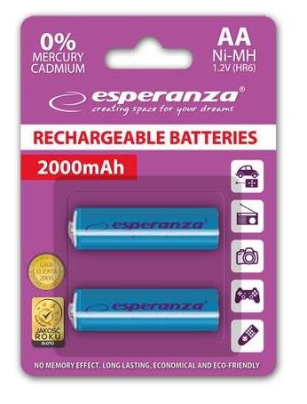Esperanza akumulatory AA 2000 mAh Ni-MH (2 szt.) (niebieski) [EZA103B]