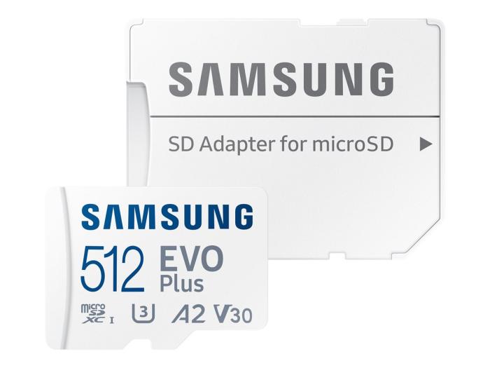 Secure Digital 512GB Samsung Micro SDXC EVO Plus Class 10 UHS-I U3 A2 V30 + adapter (130/100MB/s) [MB-MC512KA/EU]