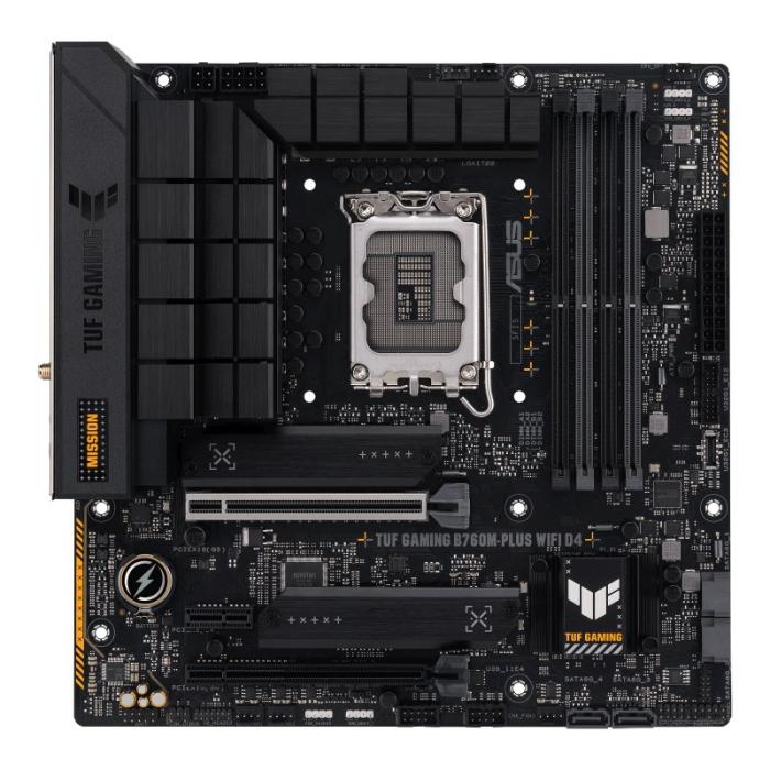 Asus TUF GAMING B760M-PLUS WIFI D4 (Intel B760) [S1700, 4xDDR4 do 5333MHz, (HDMI 2.1, DP 1.4) (2xM.2, 1xPCIe 5.0 x16, 1xPCIe 4.0 x16 (x4), 1xPCIe 4.0 x1), WiFi 6, BT 5.2, micro ATX]