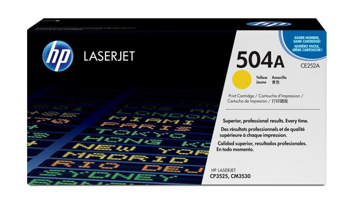 CE252A (504A) - yellow, oryginalny toner drukujący HP, 7000 stron (HP Color LaserJet CP3525, CP3525dn, CP3525n, CP3525x, CM3530, CM3530fs)