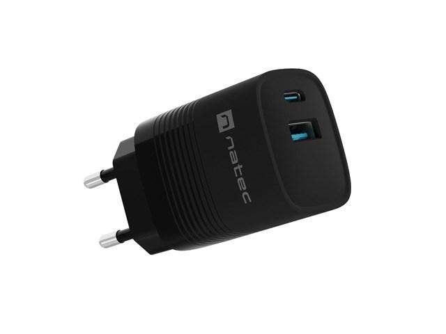 Ładowarka sieciowa Natec Ribera GaN 30W Quick Charge 3.0 1xUSB-C/1xUSB-A (5V-12V/3A/30W) (czarnyy) [NUC-2141]