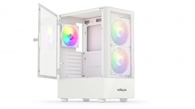 Krux Vako RGB White (szkło hartowane) (2xUSB 2.0, 1xUSB 3.2 Gen1) (2x2.5, 1x3.5, 1x3.5/2.5) [KRXD005]
