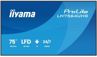 (75) Iiyama ProLite LH7564UHS-B1AG (VA, 3840x2160, 500, 6.5ms, 60Hz) (2 x HDMI 2.0) głośniki