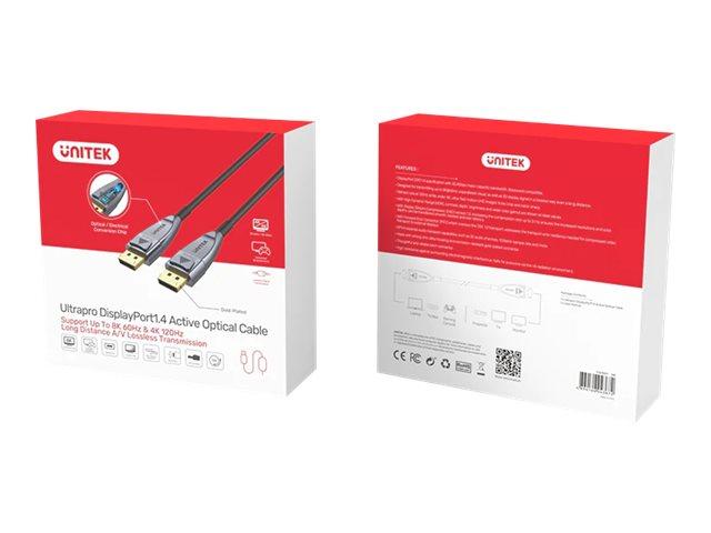 Unitek Kabel optyczny DisplayPort M 1.4 / DisplayPort M 1.4 8K 60Hz, 4K 120Hz, FHD 240Hz (10 m) [C1616GY]