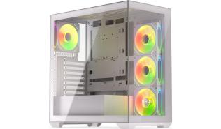 Krux Exo White (szkło hartowane) (4x120 mm ARGB) (1x USB-A 2.0, 1x USB-A 3.0, 1x USB-C 3.0 5Gb, 2x Jack) (2x2.5, 2x3.5) [KRXD009]